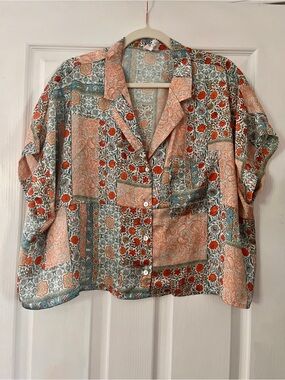 Anthropologie x dRA Los Angeles Silky Floral Button-Up Shirt